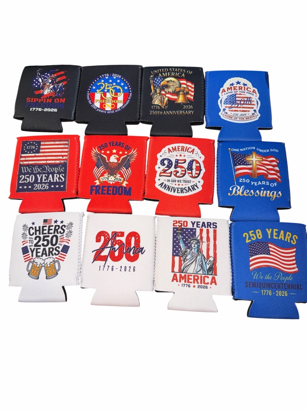 America 250th Anniversary Can Cooler 12 Pack Patriotic USA 1776-2026 New